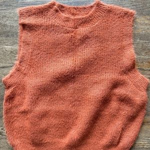 Rust Orange Cropped Sleeveless Sweater